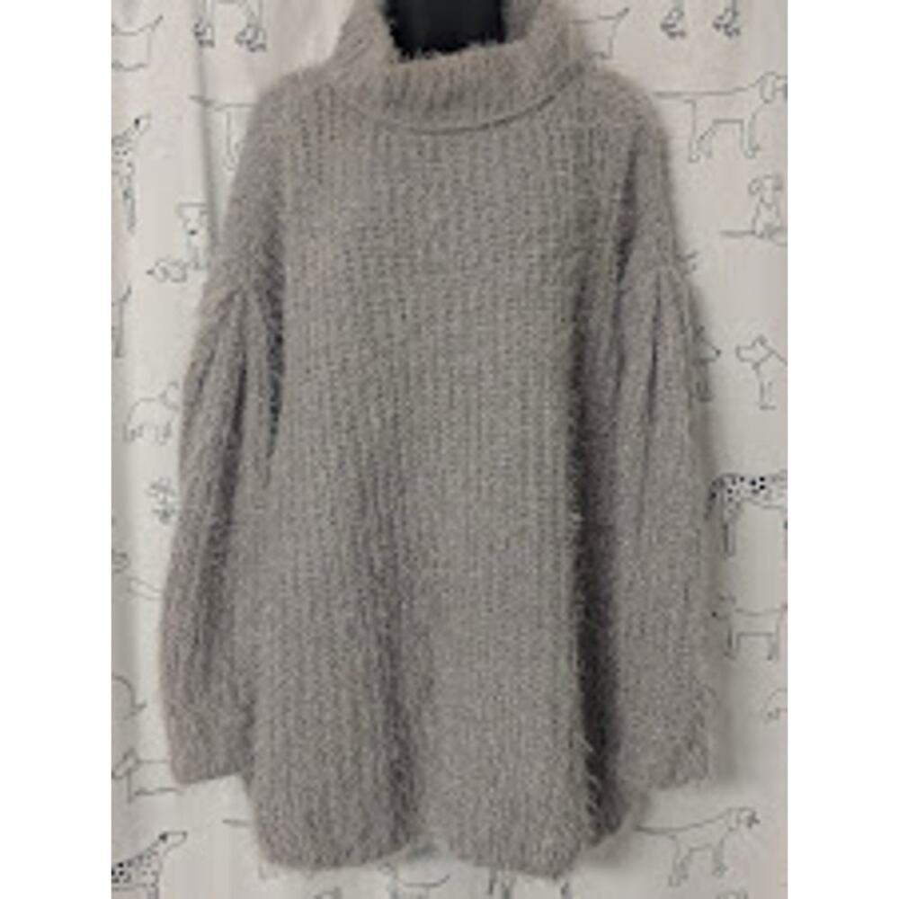 Free People Oasis Oversize Tunic Sweater Coastal Cozycore Chunky Knit Gray XS